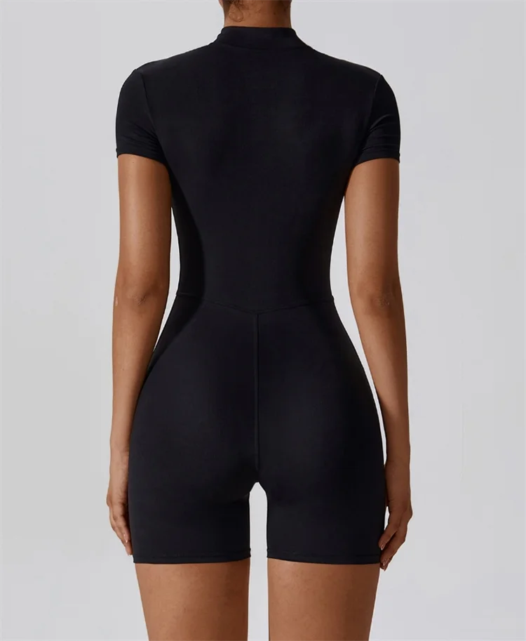 Yoga Set Women's Jumpsuits One-Piece Suit Zipper Short Sleeve Gym Push Up Workout Clothes Fitness Bodysuit Sportswear Tracksuit