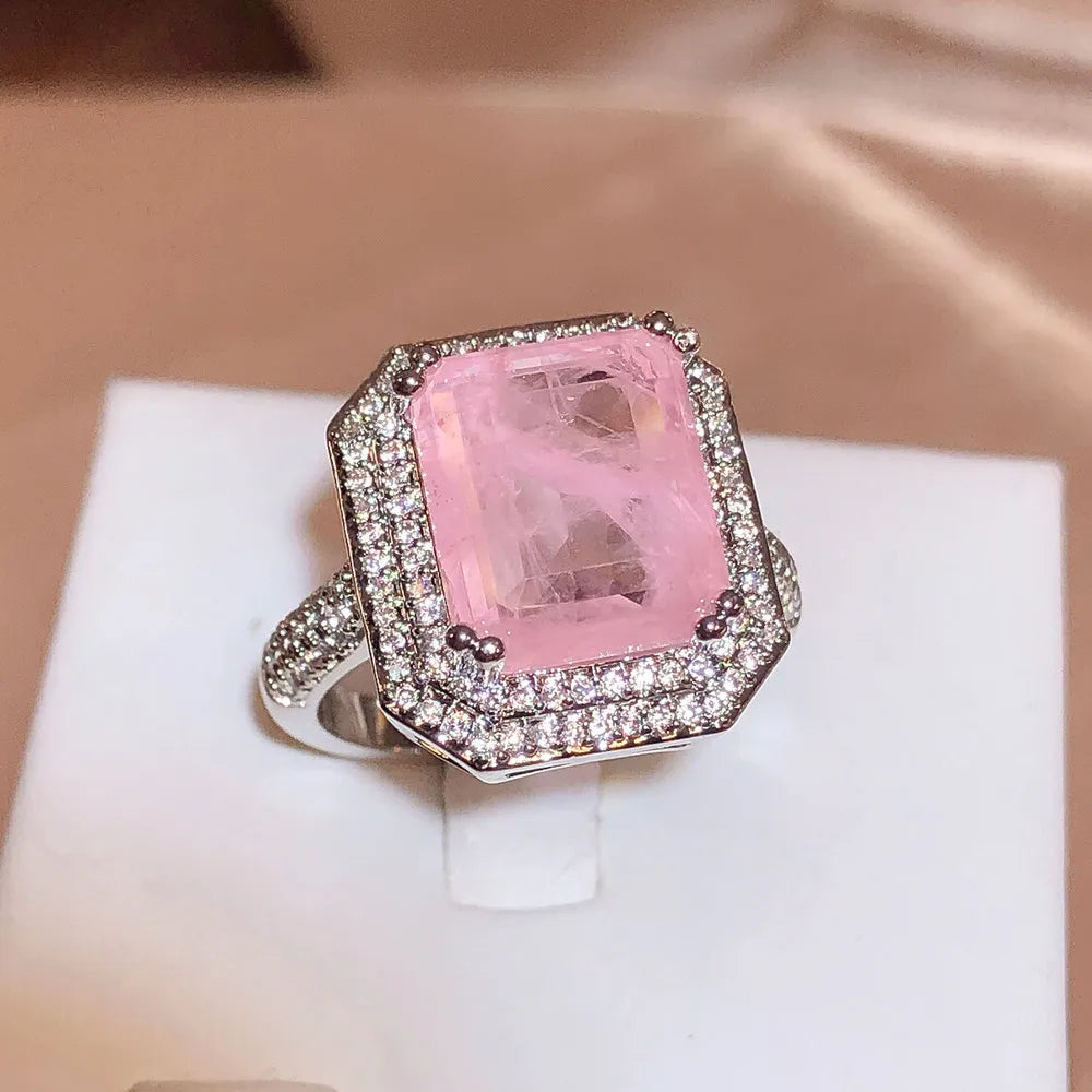 Paraiba Ring Pink/blue/Green Zircon Ring for Women High Quality Party Jewelry Engagement Ring Anniversary Gift Jewelry for Women