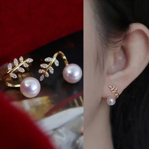 Exquisite Leaves Crystal Flower Stud Earrings For Women AAA Zircon Rose Butterfly Tassel Earring Bride Wedding Party Jewelry