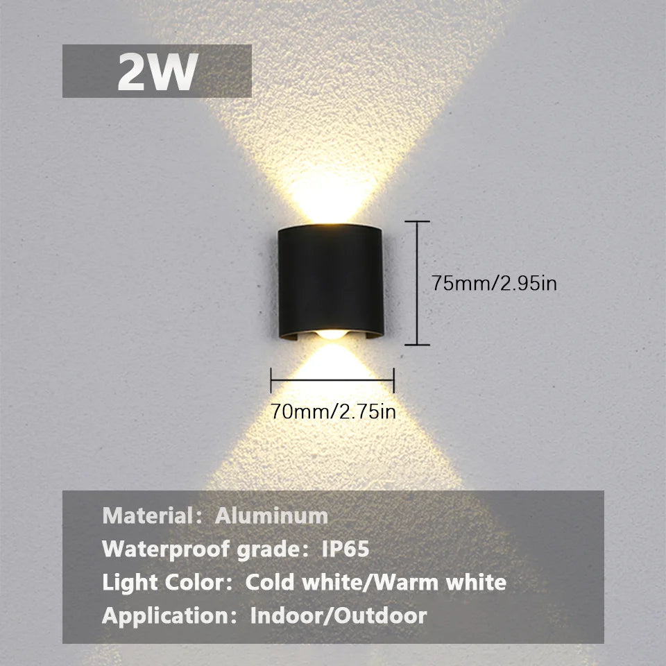 Aluminium LED Wall Light UP & Down AC85-265V IP65Waterproof Led Lights Modern Indoor Outdoor Home Appliance For Home Living Room