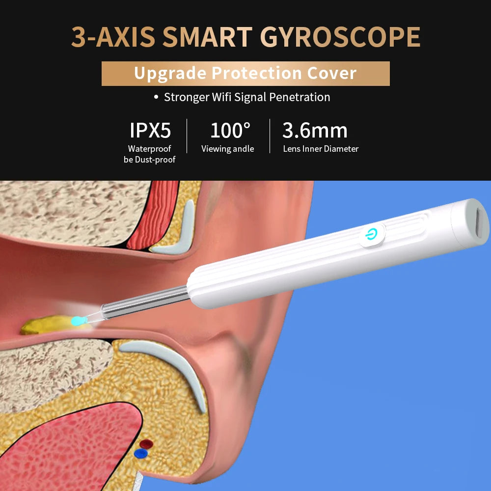 Ear Cleaner with Camera Wireless Ear Sticks Otoscope USB C Charging Endoscope Wax Removal Tool Earpick MIni Camera