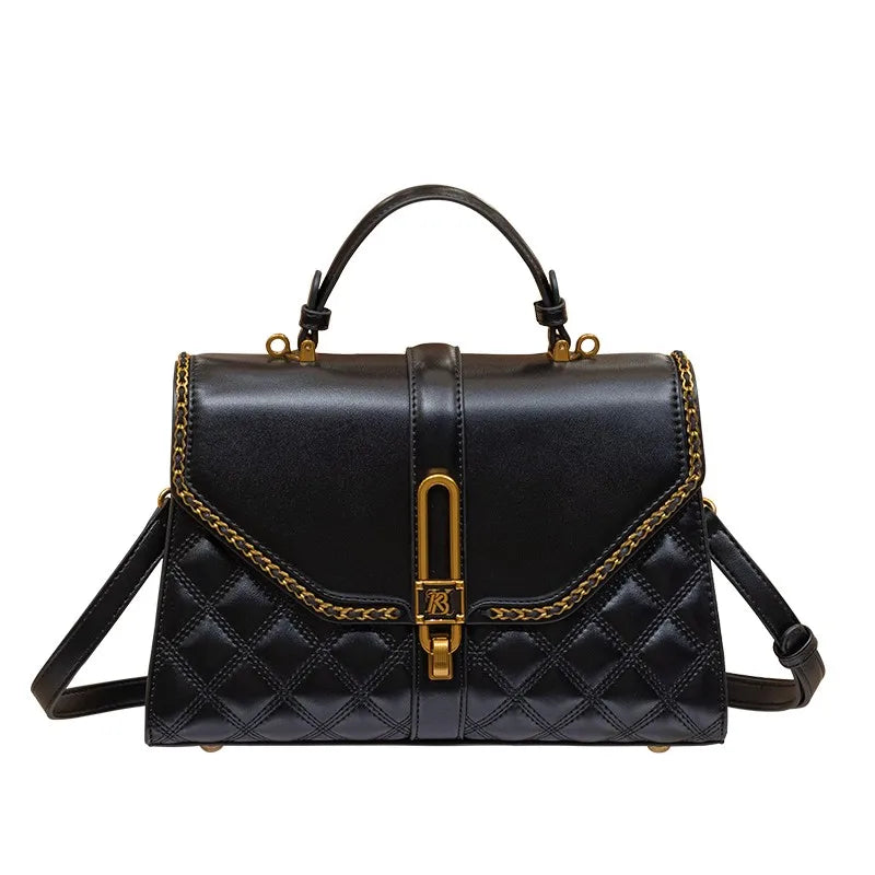Women's handbag genuine diamond grid handbag women's 2024 new high-end designer crossbody shoulder small square bag