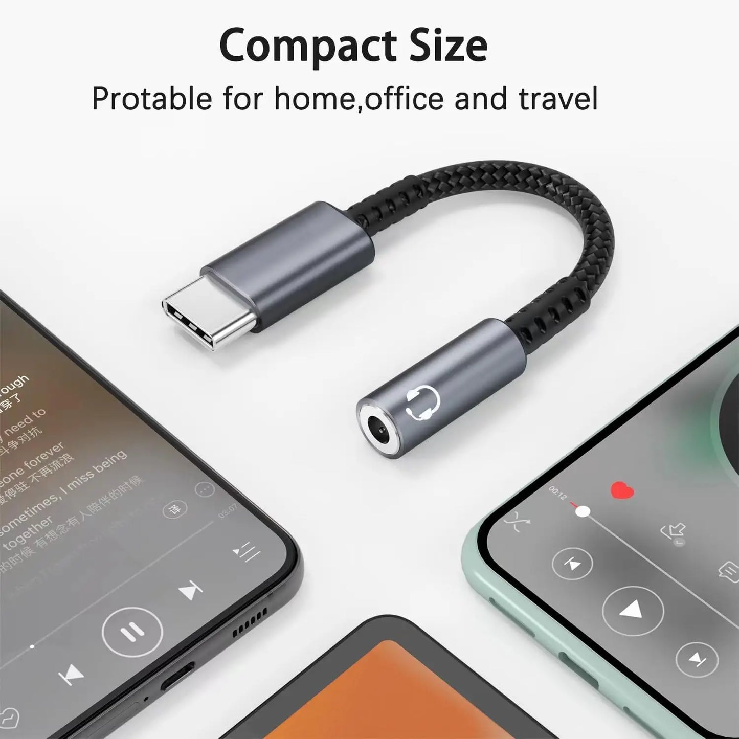 USB Type C to 3.5mm Earphone Adapter Converter Jack AUX Cable Headphone Adapter 3.5 Audio Cable for iPhone 15 Serie Mobile Phone
