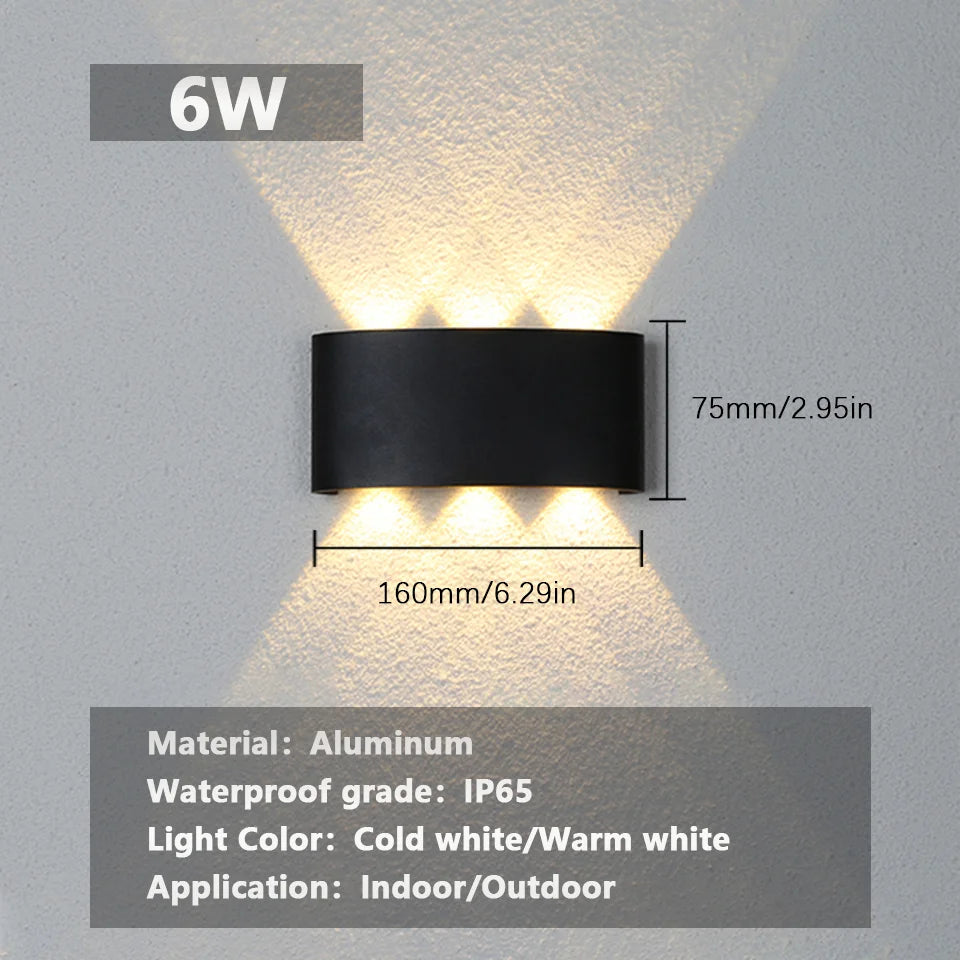 Aluminium LED Wall Light UP & Down AC85-265V IP65Waterproof Led Lights Modern Indoor Outdoor Home Appliance For Home Living Room
