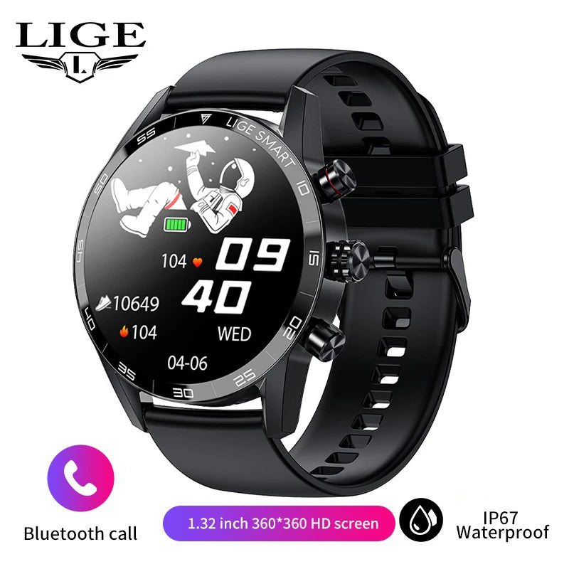LIGE Rugged Military GPS Smart Watch Men AMOLED HD Screen Heart Rate Bluetooth Call Waterproof Outdoor SmartWatch