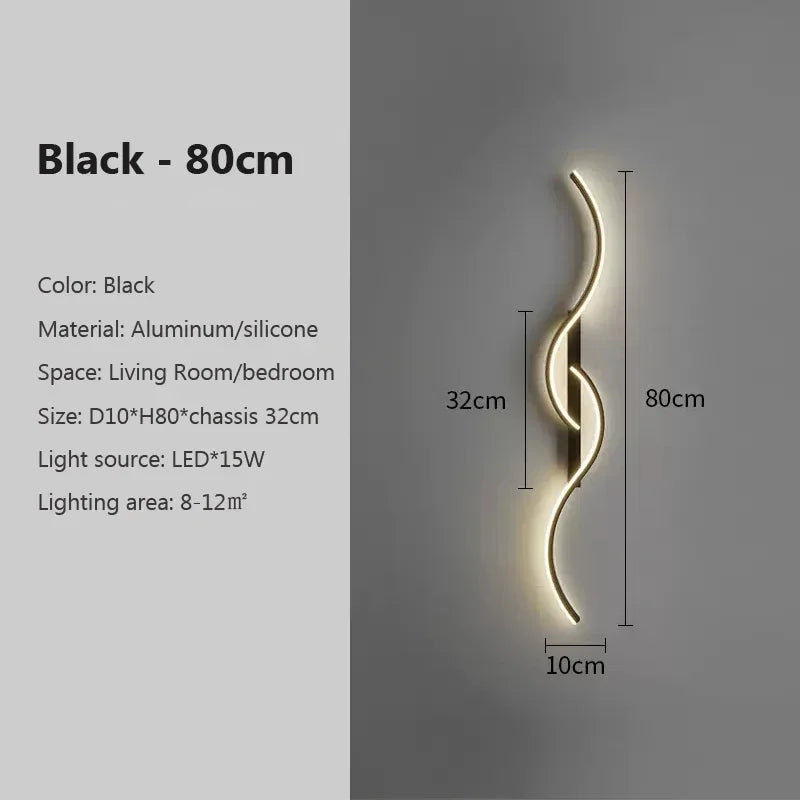 LED Wall Lamp 60/80/100CM Smart Remote Control Adjustable Color Temperature Brightness Bedroom Bedside Living Room Wall Sconces