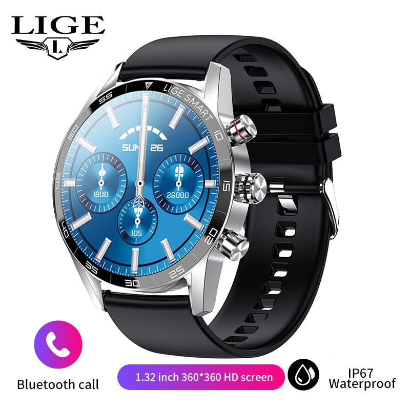 LIGE Rugged Military GPS Smart Watch Men AMOLED HD Screen Heart Rate Bluetooth Call Waterproof Outdoor SmartWatch