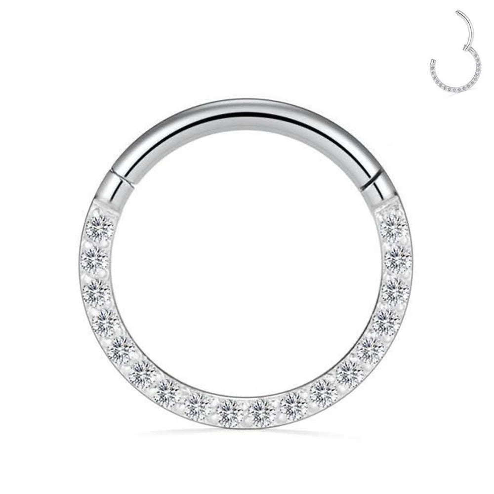 16G Stainless Steel Hoop High Quality Zircon Hight Segment Clicker Nose Rings Septum Piercing Earrings Nose Piercing Jewelry
