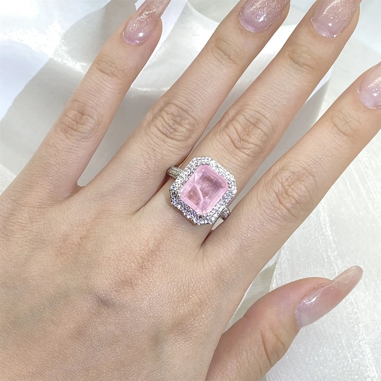 Paraiba Ring Pink/blue/Green Zircon Ring for Women High Quality Party Jewelry Engagement Ring Anniversary Gift Jewelry for Women