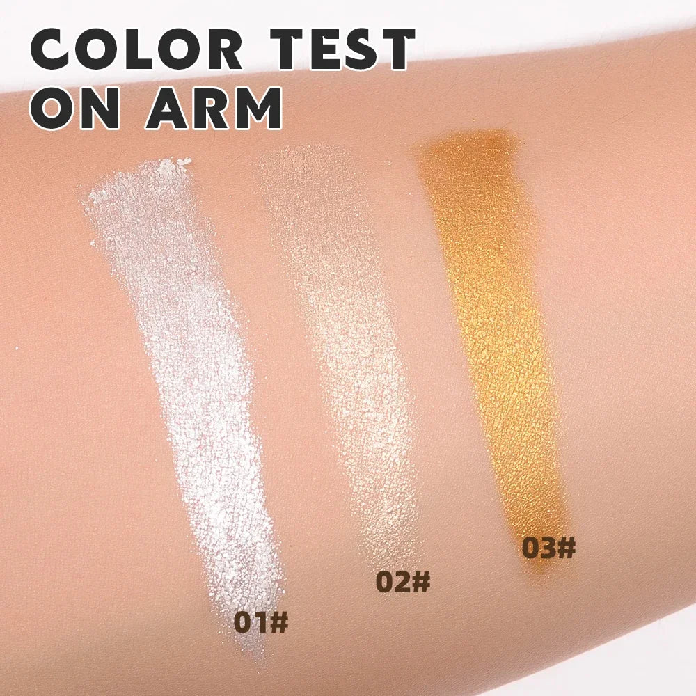 3 Color Highlighter Shimmer Waterproof Long-lasting Champagne Color Highlighter Powder Texture Brightening Facial Contours