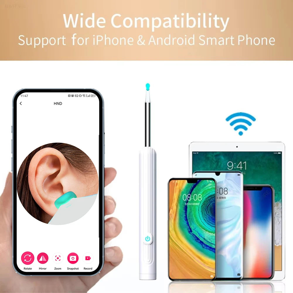 Ear Cleaner with Camera Wireless Ear Sticks Otoscope USB C Charging Endoscope Wax Removal Tool Earpick MIni Camera