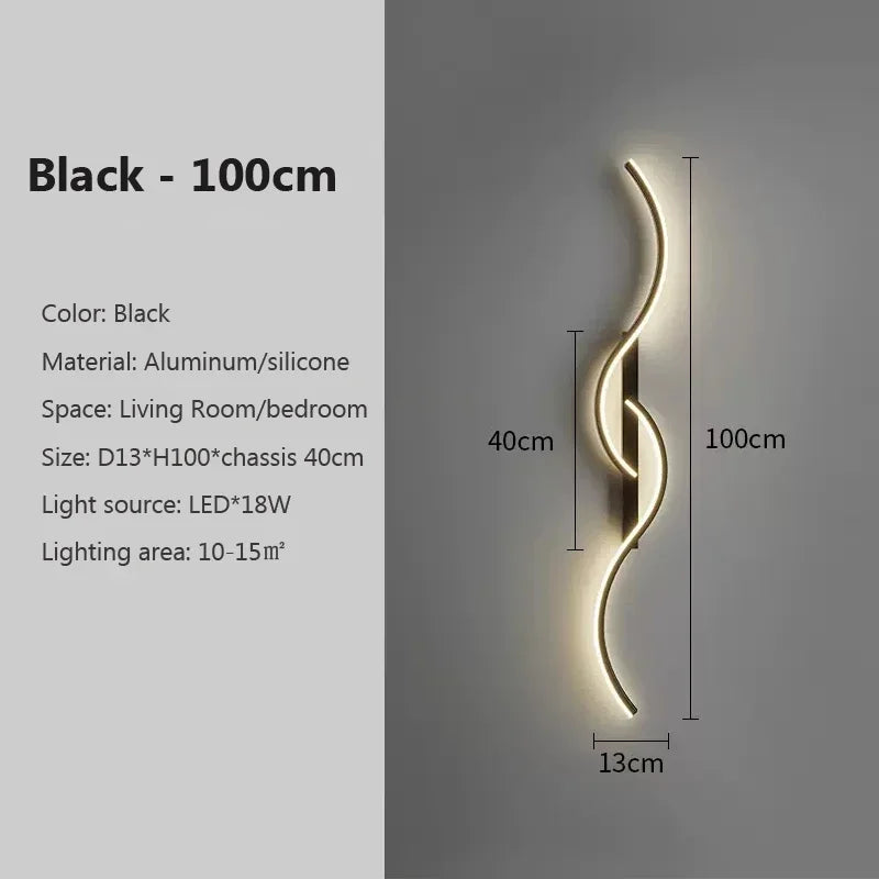LED Wall Lamp 60/80/100CM Smart Remote Control Adjustable Color Temperature Brightness Bedroom Bedside Living Room Wall Sconces
