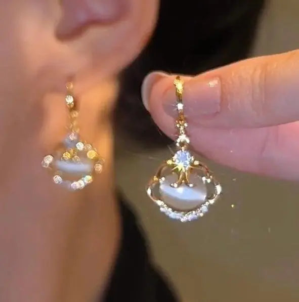Exquisite Leaves Crystal Flower Stud Earrings For Women AAA Zircon Rose Butterfly Tassel Earring Bride Wedding Party Jewelry