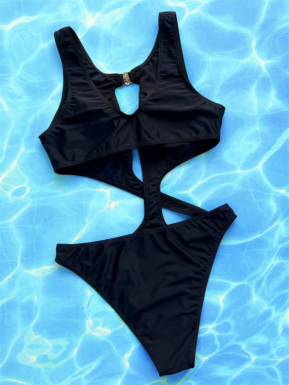 Para Praia Asymmetric Cut Out One Piece Swimsuit Women 2025 Black Halter Monokini Sexy Brazilian Swimwear Backless Bathing Suit