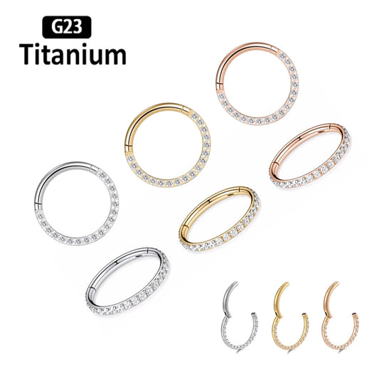 16G Stainless Steel Hoop High Quality Zircon Hight Segment Clicker Nose Rings Septum Piercing Earrings Nose Piercing Jewelry