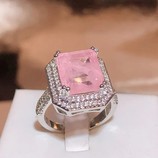 Paraiba Ring Pink/blue/Green Zircon Ring for Women High Quality Party Jewelry Engagement Ring Anniversary Gift Jewelry for Women