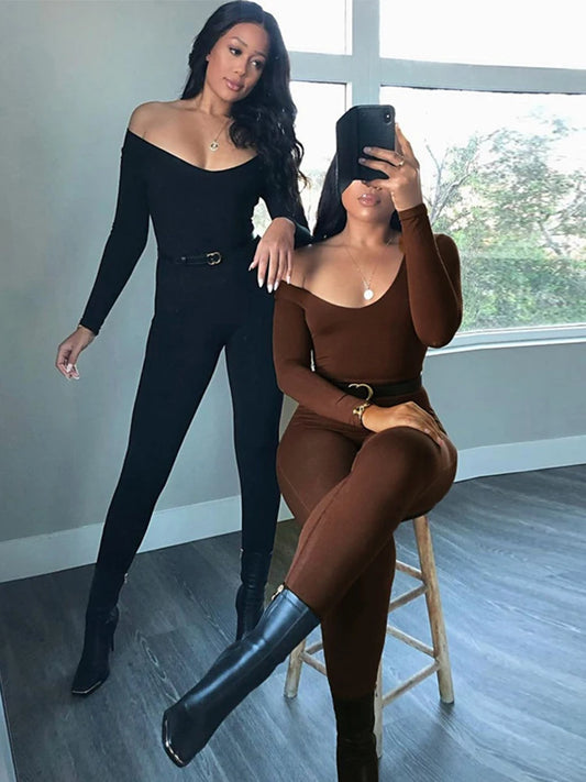 II Women's Rompers Long Sleeve Solid Skinny Bodycon Jumpsuits Fashion Sports Fitness Casual Activity Streetwear Overalls