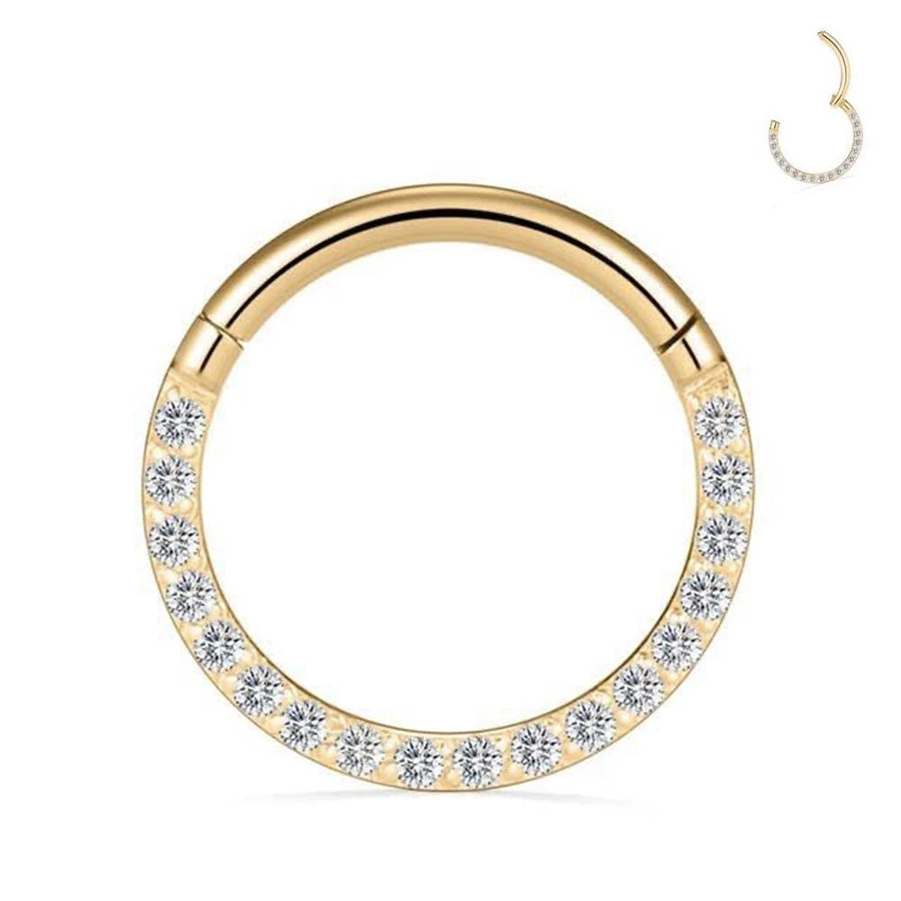 16G Stainless Steel Hoop High Quality Zircon Hight Segment Clicker Nose Rings Septum Piercing Earrings Nose Piercing Jewelry
