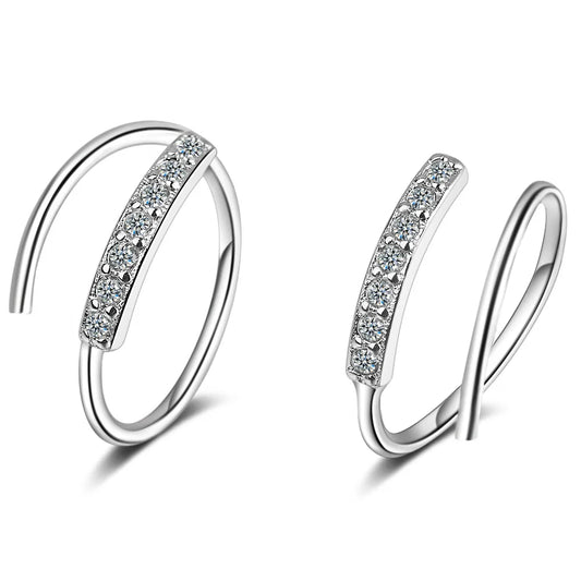 June Minimalist Crystal Spiral Hoop Earrings