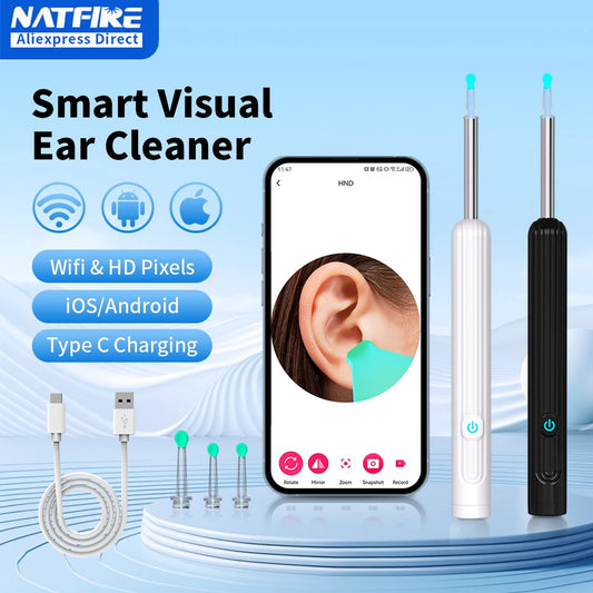 Ear Cleaner with Camera Wireless Ear Sticks Otoscope USB C Charging Endoscope Wax Removal Tool Earpick MIni Camera