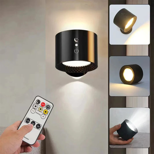 Led Double Head Wall Lamp Touch Control Remote 360 Rotatable USB Recharge Wireless Portable Night Light For Bedroom Reading Lamp