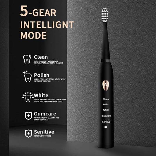 Electric Toothbrush Adult 5-gear Mode USB Charging IPX7 Waterproof Acoustic Electric
