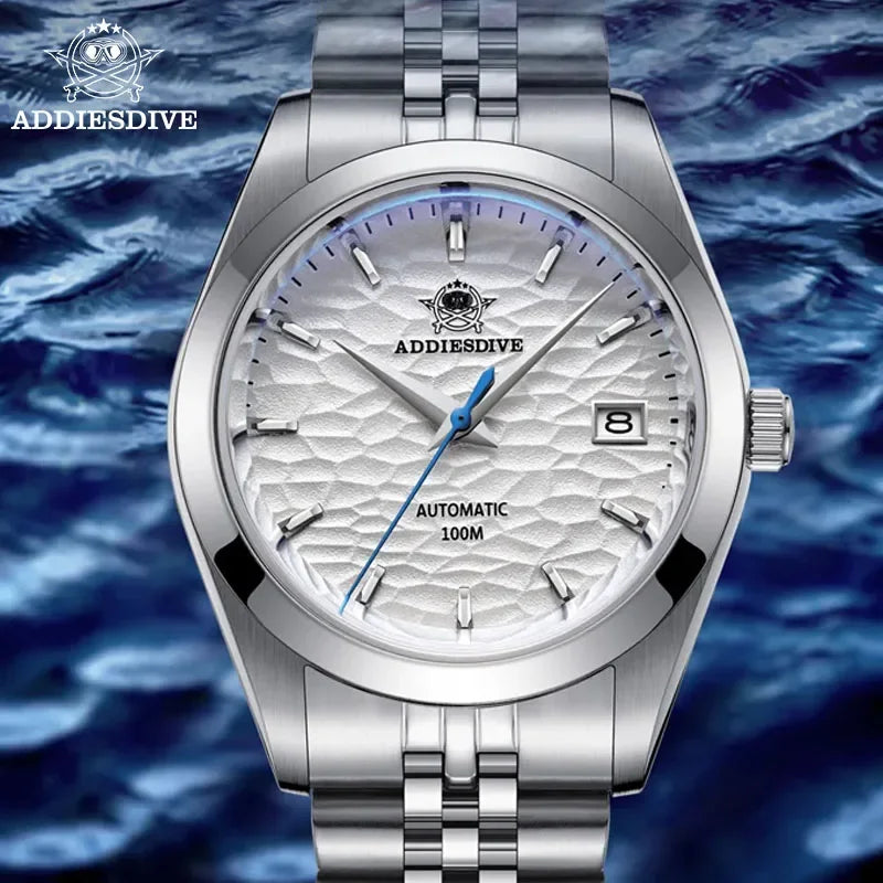 ADDIESDIVE Automatic Mechanical Watch Man European American Business Leisure Wristwatch Luxury Silver Luminous Waterproof Watch