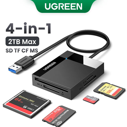 Card Reader 4-in-1 USB3.0 USB-C OTG to SD CF Micro SD TF MS Card Adapter for Laptop PC Windows macOS Memory Card Adapter
