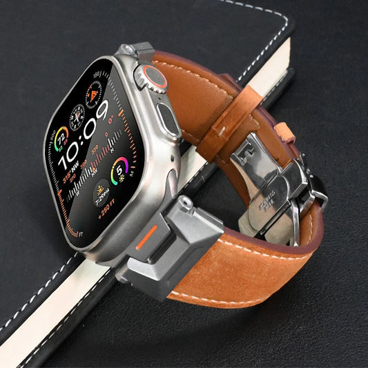 Luxury Leather Band for Apple Watch Ultra 2 ultra 49mm Strap Bracelet for iWatch Series 9 8 7