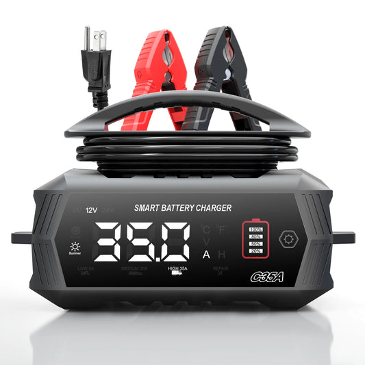 HTRC 35A Car Battery Charger 6V/12V/24V Smart Charger for Lithium LiFePO4 Lead-acid AGM Batteries Automatic Motorcycle Charger