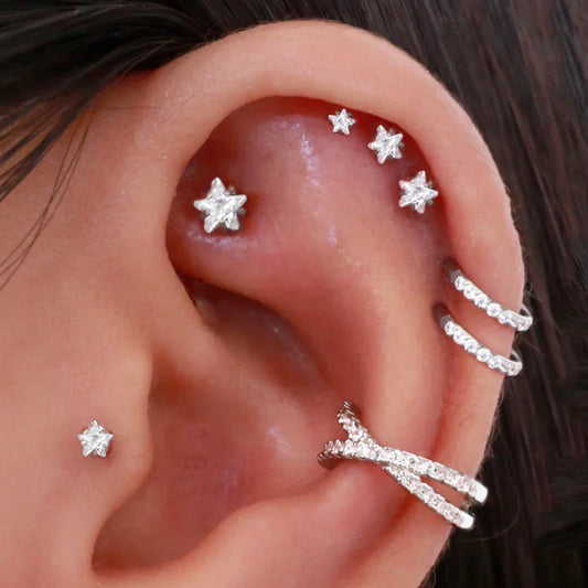 Trend Star Helix Piercing Crystal Earrings Zircon Lobe Rook Piercing Cartilage Tragus Daith Conch Fashion Women's Jewelry
