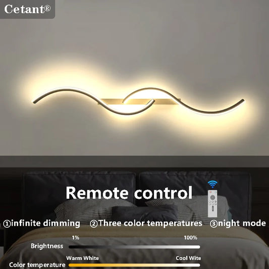 LED Wall Lamp 60/80/100CM Smart Remote Control Adjustable Color Temperature Brightness Bedroom Bedside Living Room Wall Sconces