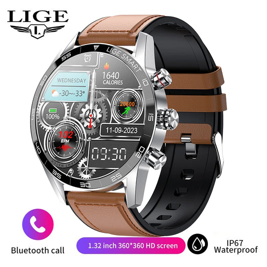 LIGE Rugged Military GPS Smart Watch Men AMOLED HD Screen Heart Rate Bluetooth Call Waterproof Outdoor SmartWatch