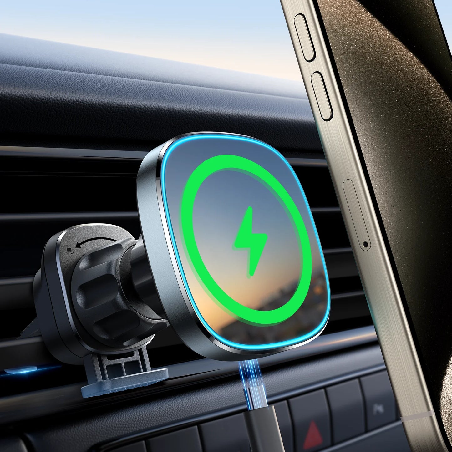 Magnetic Car Phone Holder 15W Wireless Charging Car Charger Air Vent Magnetic Phone Holder For iPhone 16 15 14 Pro Max