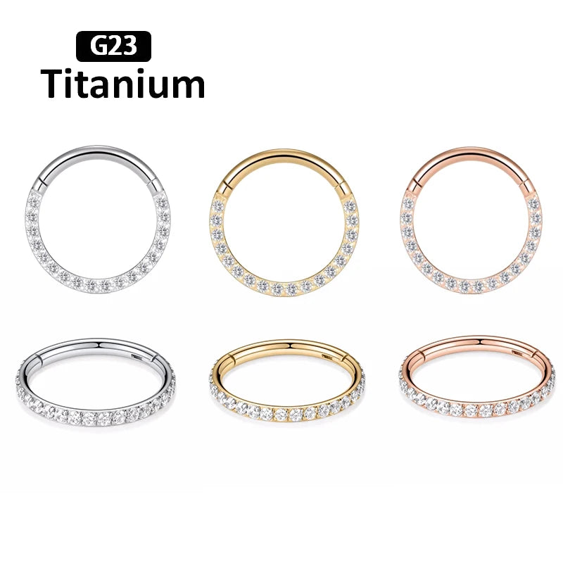 16G Stainless Steel Hoop High Quality Zircon Hight Segment Clicker Nose Rings Septum Piercing Earrings Nose Piercing Jewelry