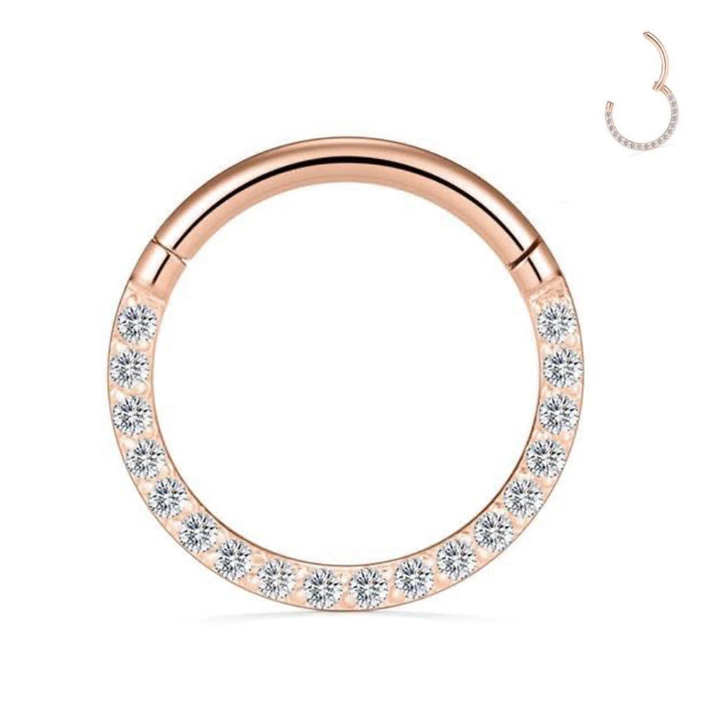 16G Stainless Steel Hoop High Quality Zircon Hight Segment Clicker Nose Rings Septum Piercing Earrings Nose Piercing Jewelry